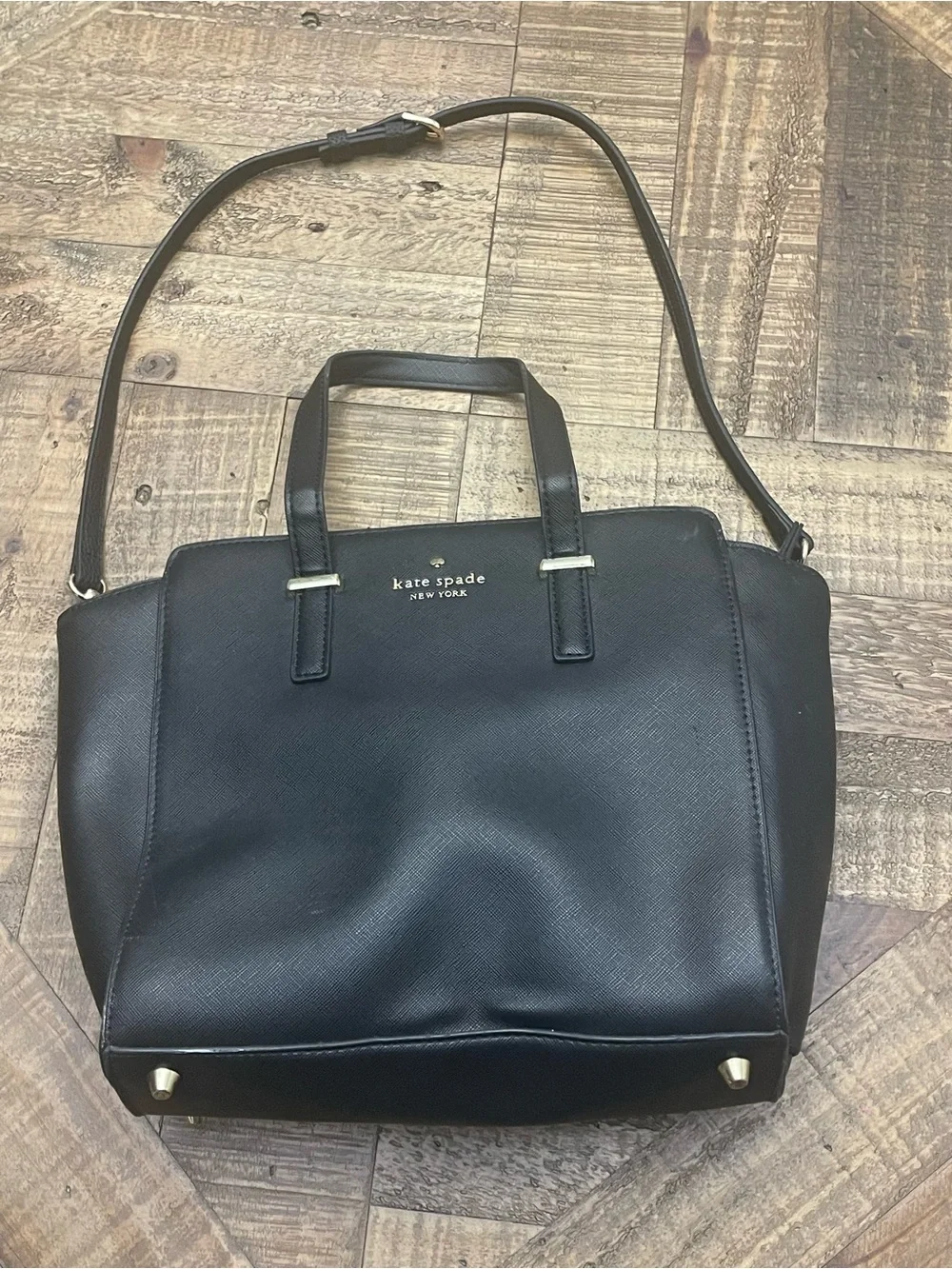 Kate Spade New York Black Cedar Street Hayden Saffiano Leather Satchel Bag
